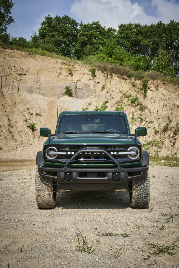 2022 Ford Bronco Eruption Green with Heavy Duty Modular front bumper.