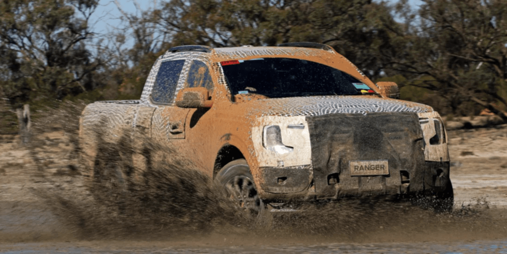 Ford Ranger sliding in mud