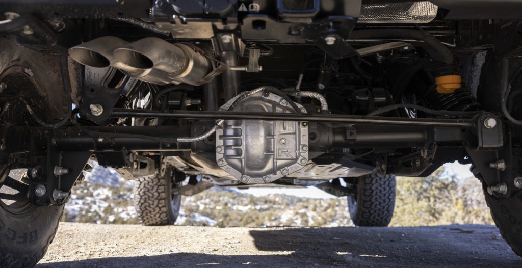 2022 Ford Bronco Raptor undercarriage view.