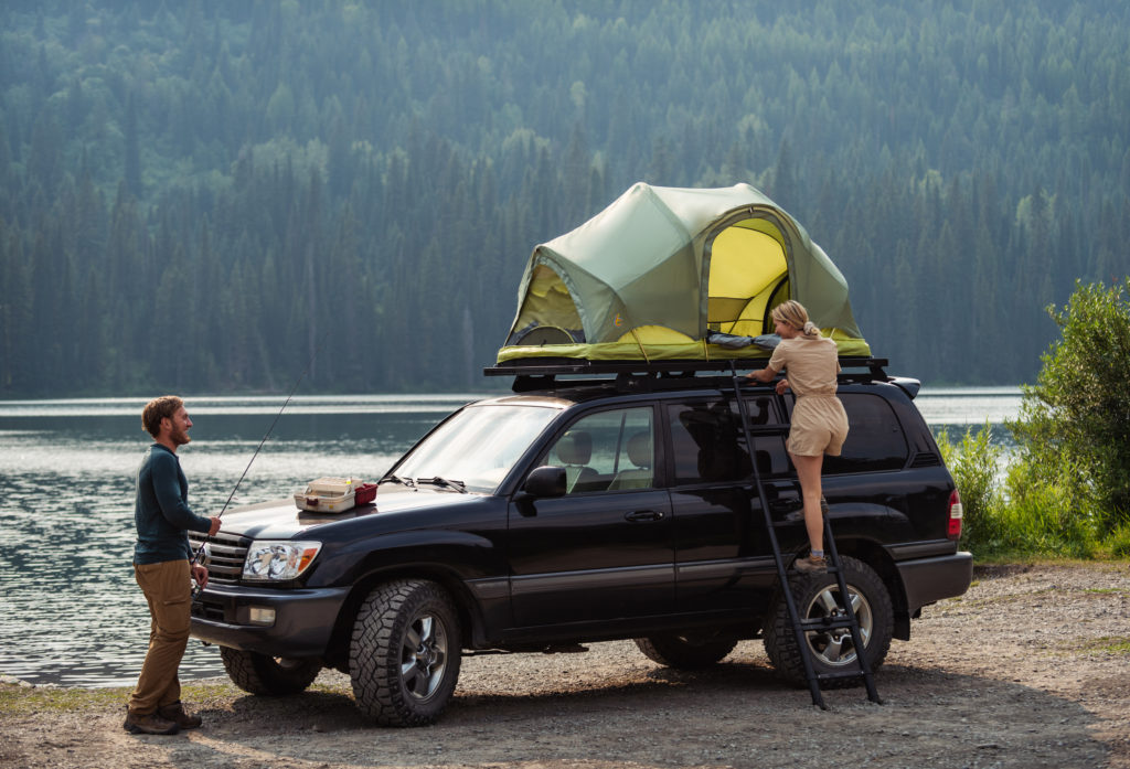 Rev Tent deployed on the roof of a Land Cruiser