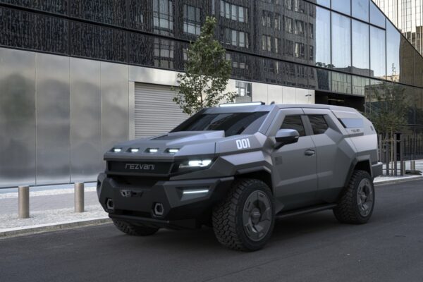 Concept of the 2023 Rezvani Vengeance parked in front of a building