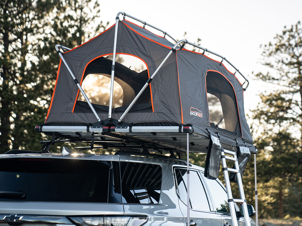 rooftop tent, overlanding tent, RTT, hard-shell tent, soft shell tent, car camping tent, roofracks, rack space, Roofnest, Meadowlark,