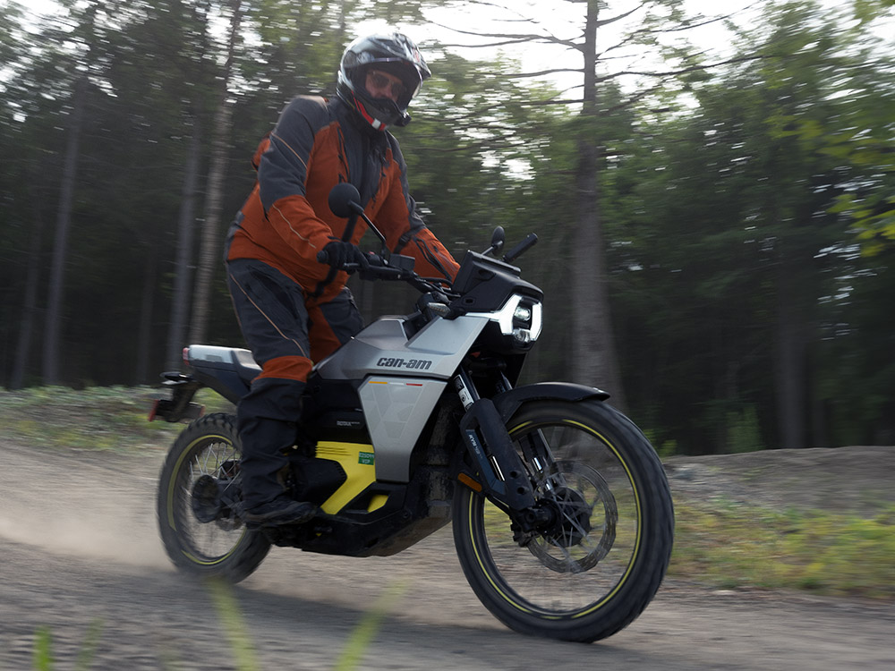 motorcycle, electric motorcycle, ebike, Can-Am, BRP, overlanding motorcycle, adventure motorcycle, EV, charging, range anxiety,