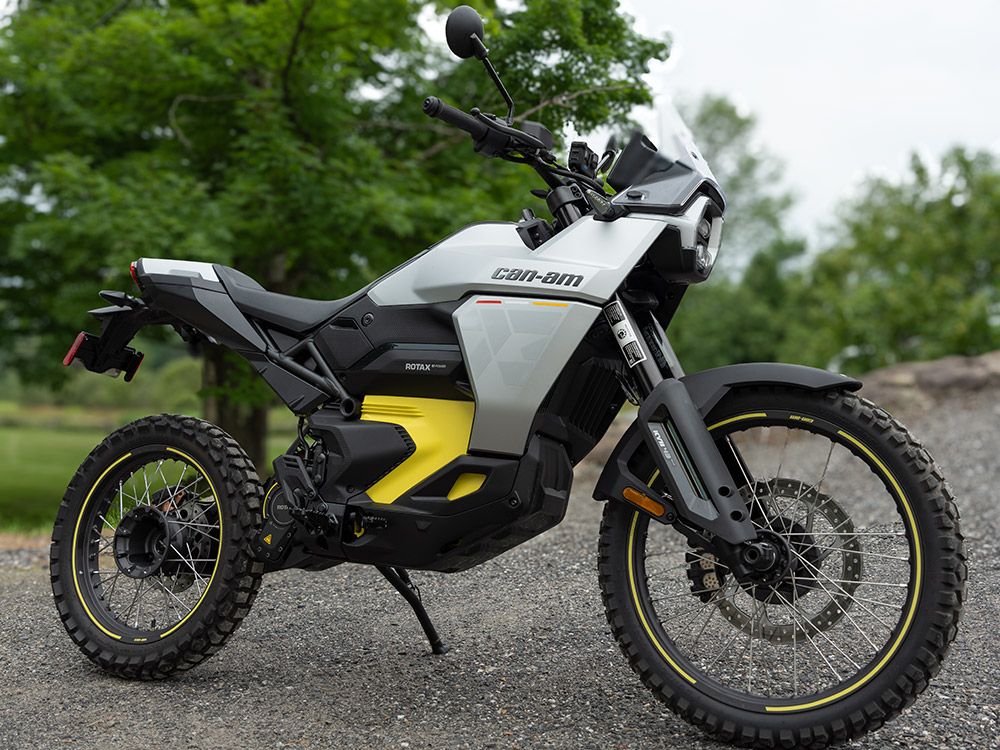 motorcycle, electric motorcycle, ebike, Can-Am, BRP, overlanding motorcycle, adventure motorcycle, EV, charging, range anxiety,
