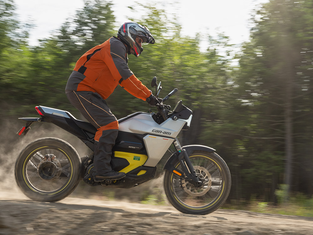 motorcycle, electric motorcycle, ebike, Can-Am, BRP, overlanding motorcycle, adventure motorcycle, EV, charging, range anxiety,