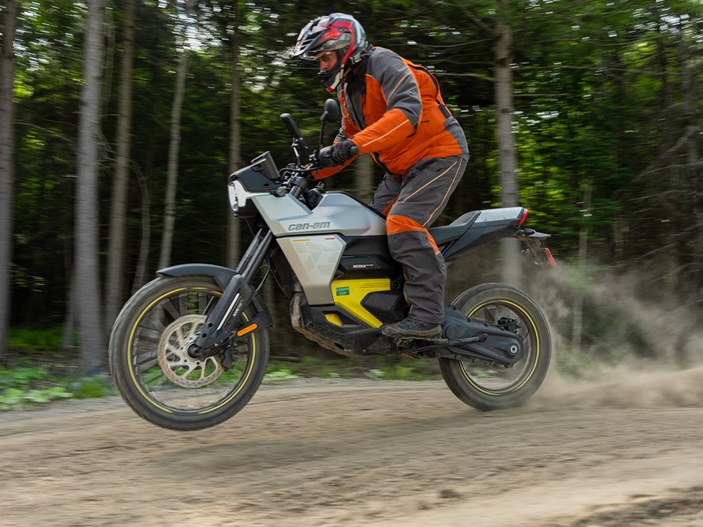 motorcycle, electric motorcycle, ebike, Can-Am, BRP, overlanding motorcycle, adventure motorcycle, EV, charging, range anxiety,