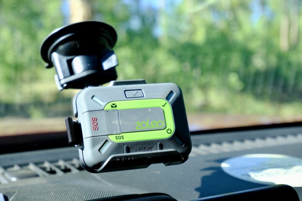 The ZOLEO satellite communicator on a Colorado overland trip.