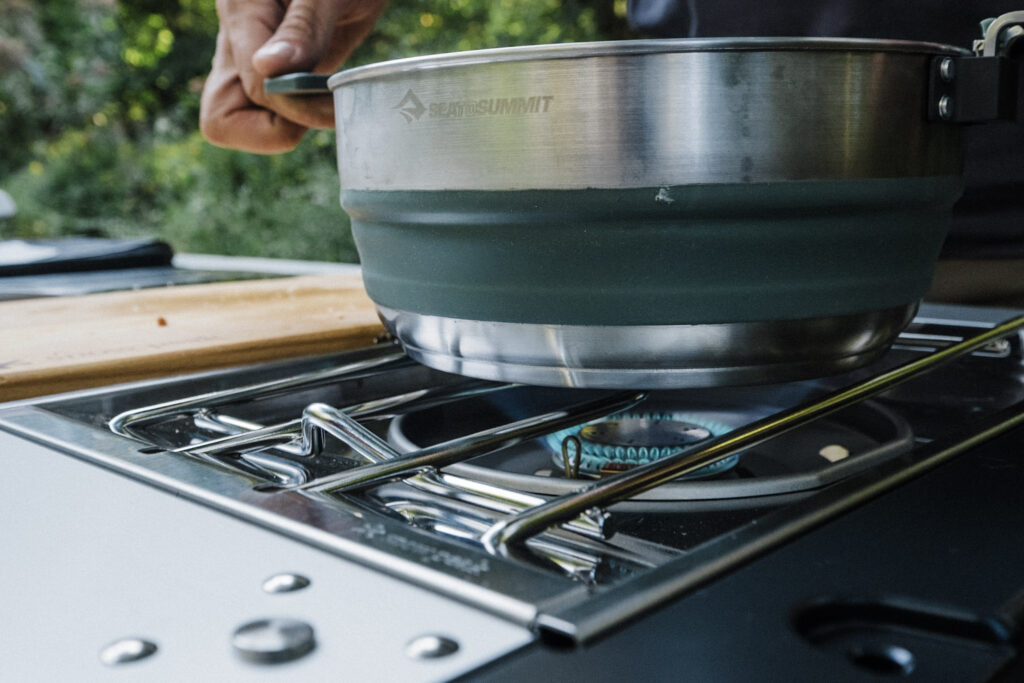 Snow Peak IGT Starter Set camp cooking set up for overlanding.